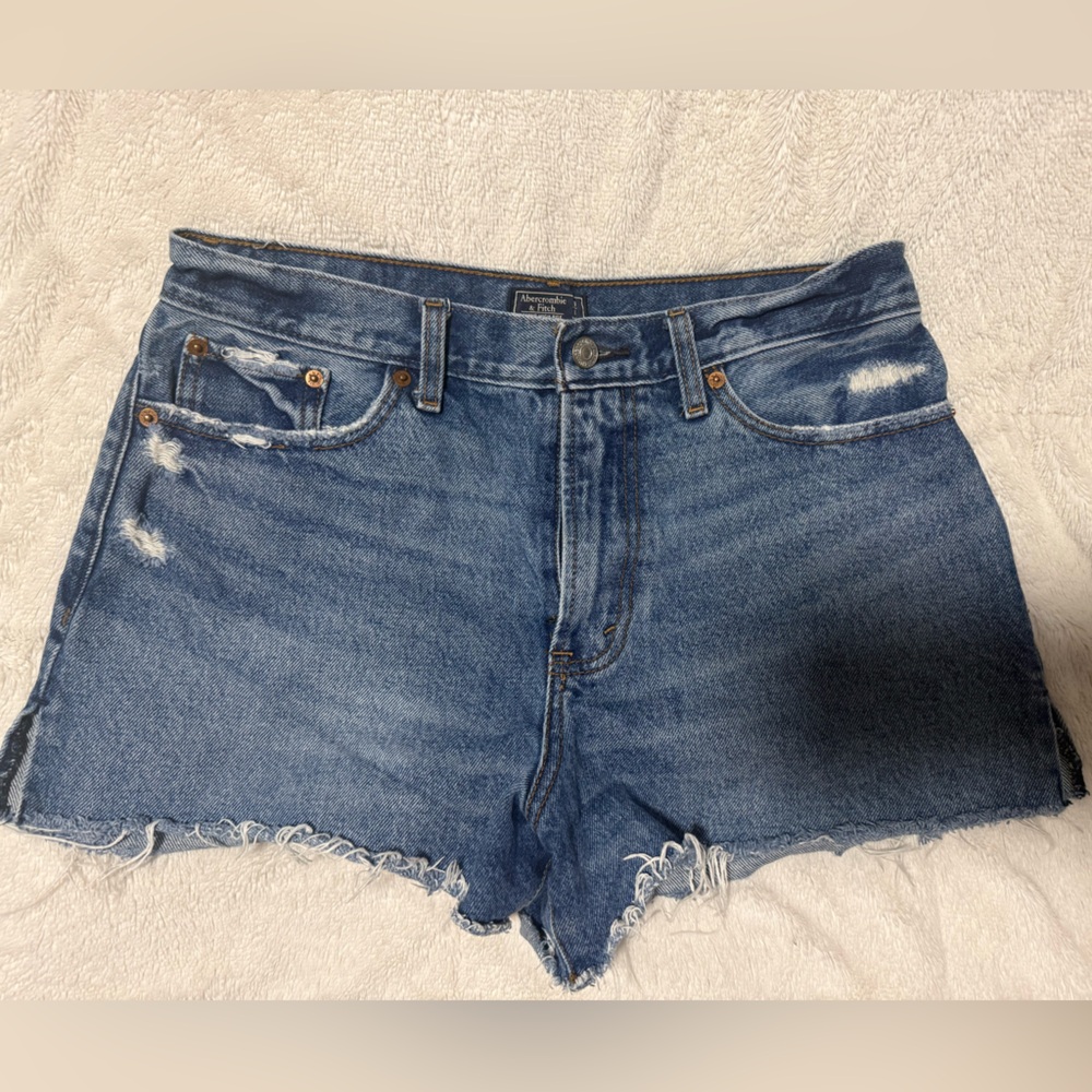 Annie High Rise Short - Blue Distressed Women's Shorts